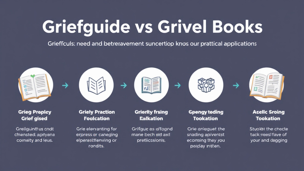Action-oriented illustration showing how to apply griefguide vs Grief Books