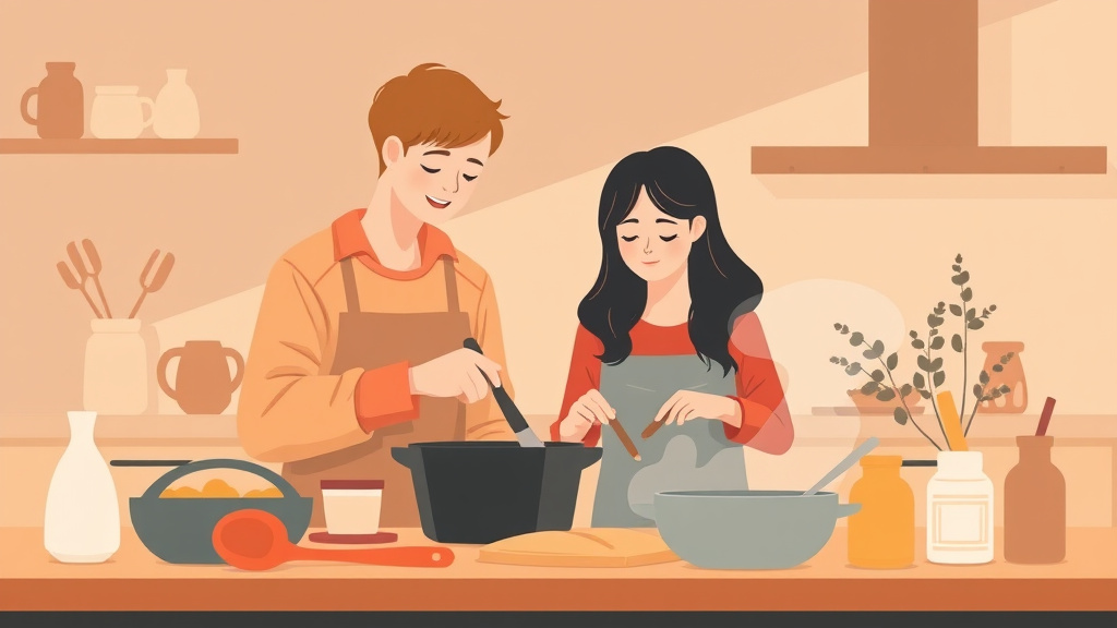 A professional illustration depicting cooking for One After Losing a Partner