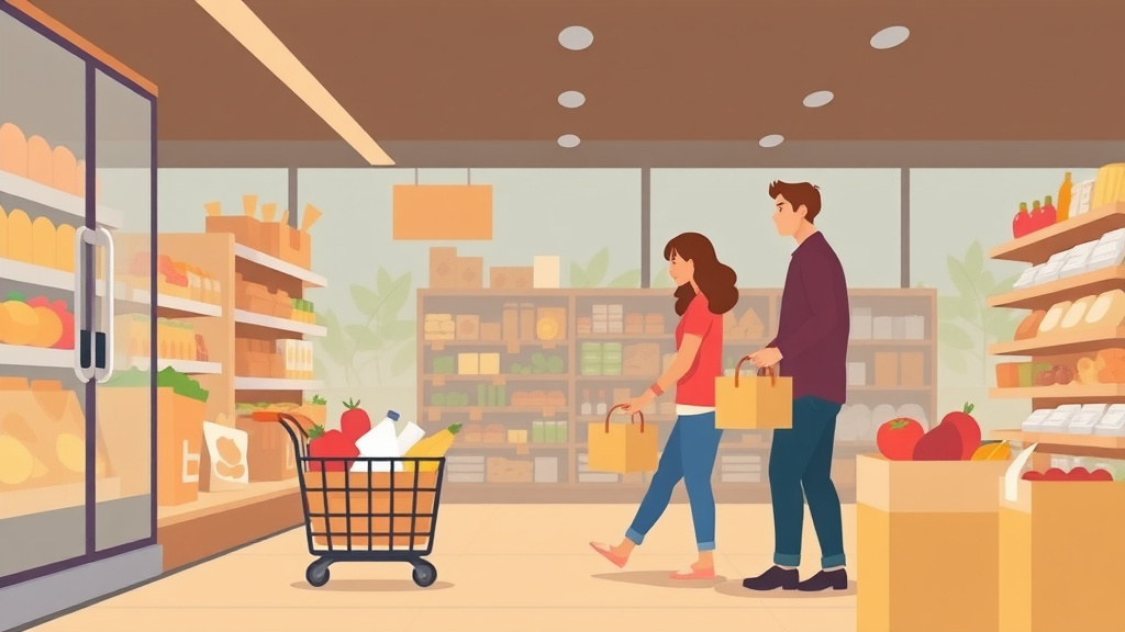 Illustration breaking down the fundamentals of first Grocery Trip Alone After Loss