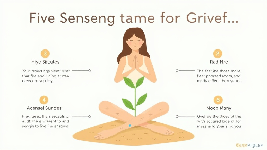 Practical workflow diagram for five Senses Grounding for Grief