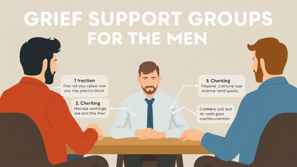 Process flow illustration for putting grief Support Groups for Men into action