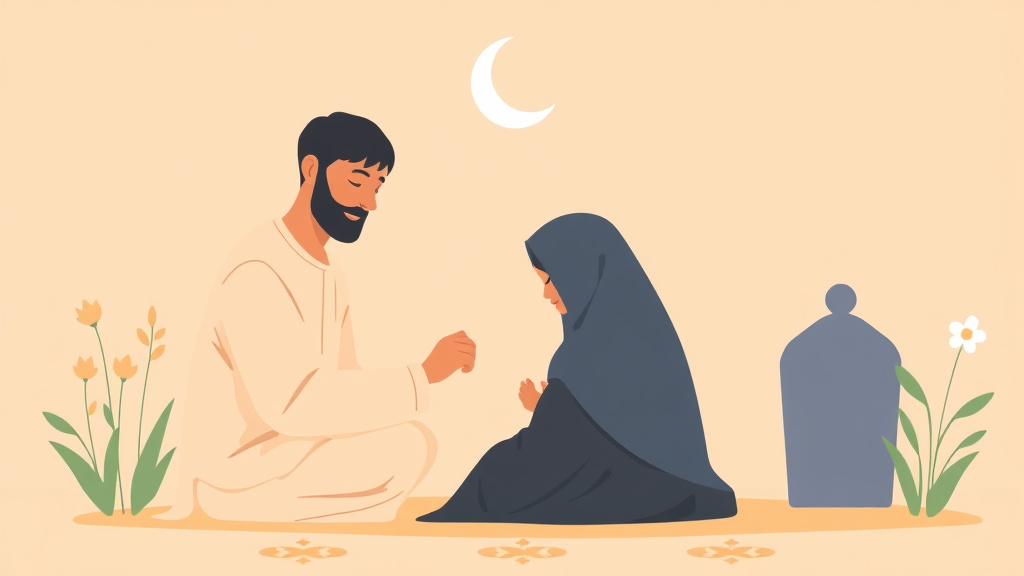 Illustration breaking down the fundamentals of islamic Grief Practices and Comfort