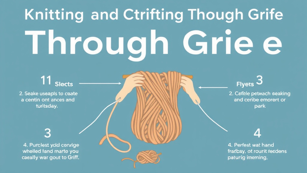 Action-oriented illustration showing how to apply knitting and Crafting Through Grief