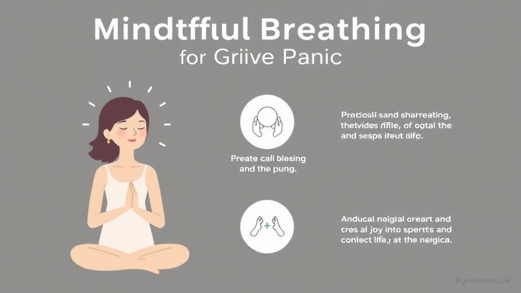 Action-oriented illustration showing how to apply mindful Breathing for Grief Panic