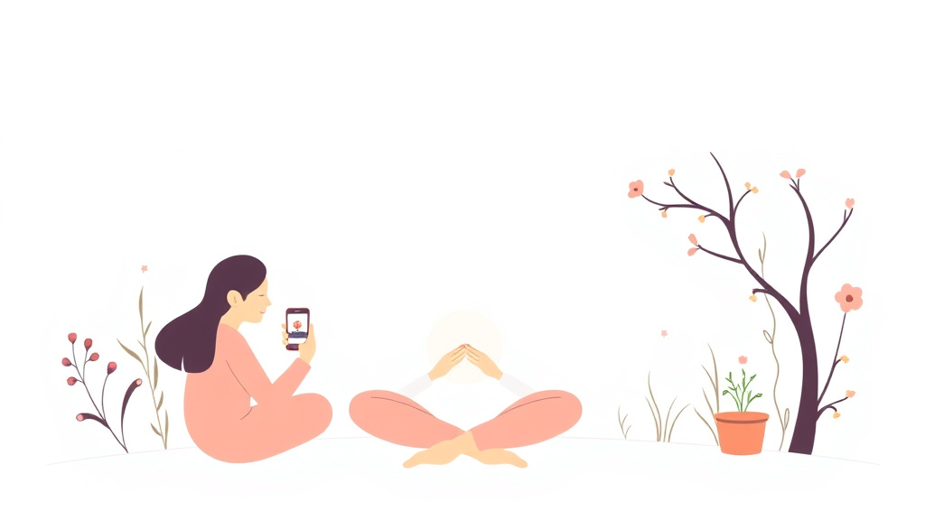 Visual overview of mindfulness Apps for Grief Support with key concepts highlighted