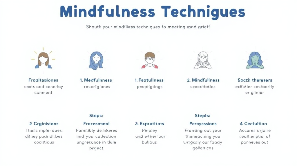Process flow illustration for putting mindfulness Techniques for Grief into action