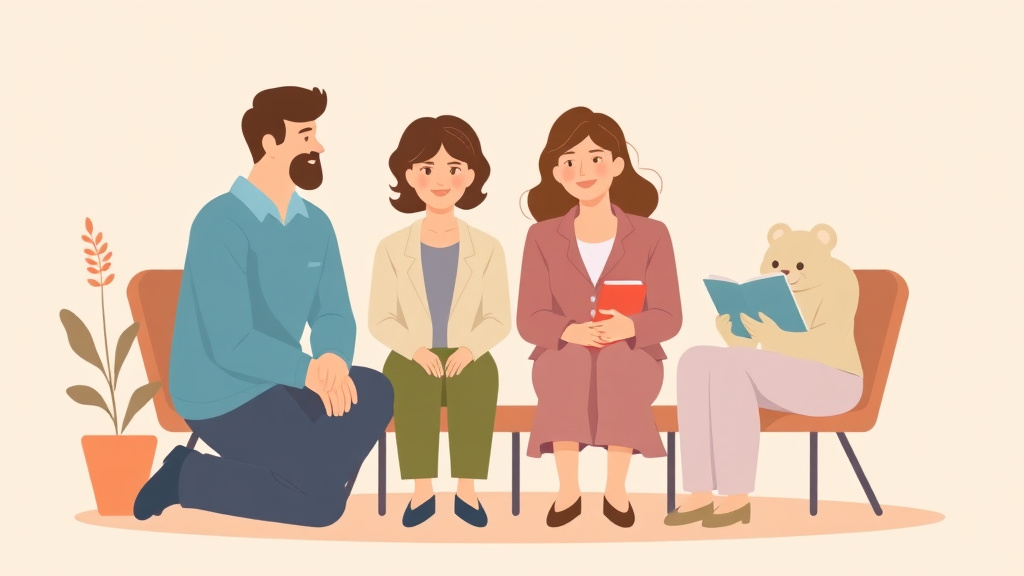 Illustration breaking down the fundamentals of peer Led vs Professional Grief Groups