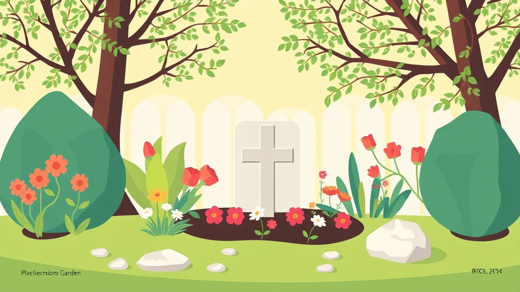 Visual overview of planting a Memorial Garden with key concepts highlighted