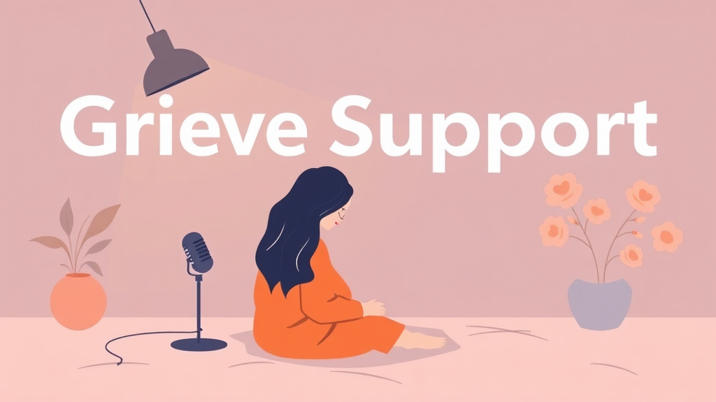 A professional illustration depicting podcasts for Grief Support