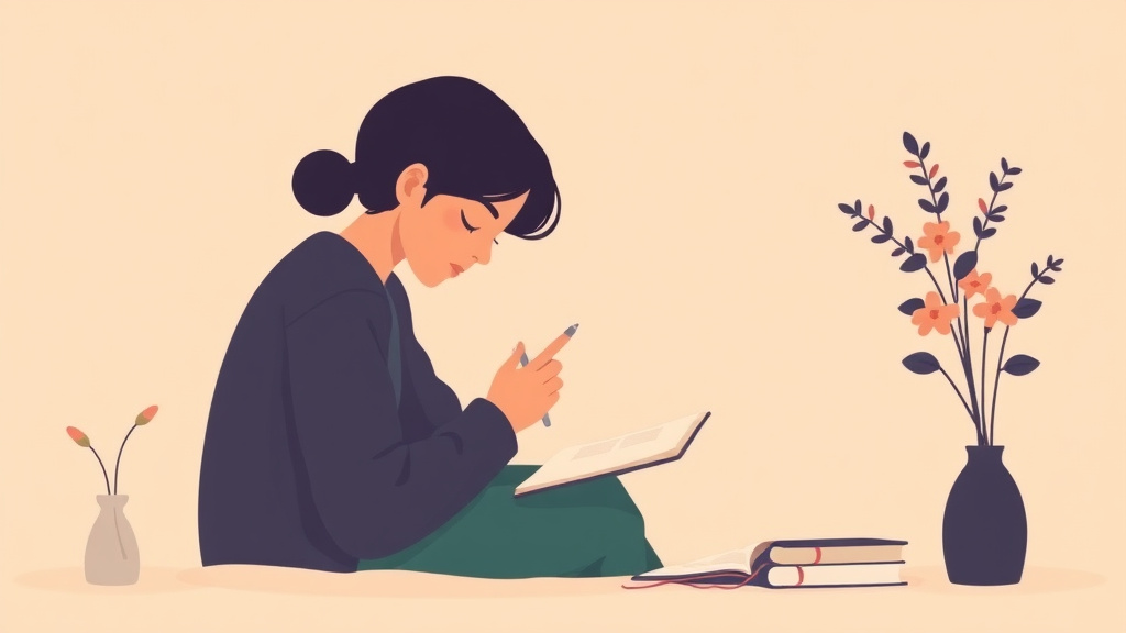 A professional illustration depicting poetry Writing as Grief Therapy