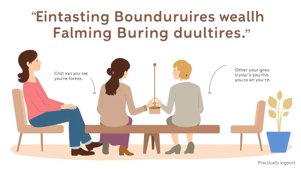 Process flow illustration for putting setting Boundaries With Family During Grief into action