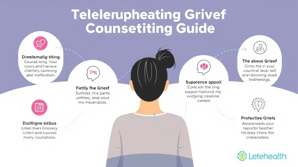 Action-oriented illustration showing how to apply telehealth Grief Counseling Guide