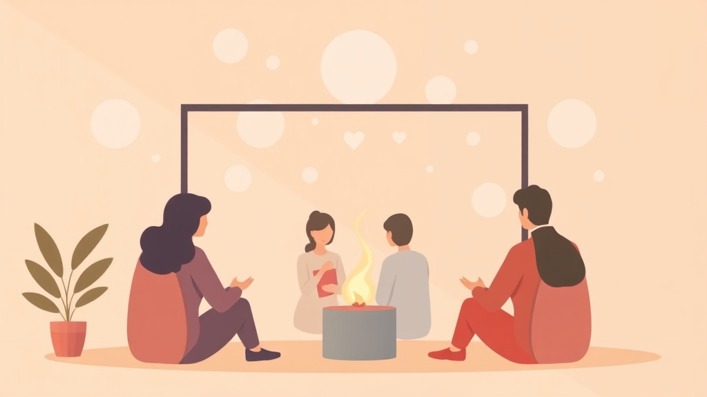 Visual overview of virtual Grief Circles and Communities with key concepts highlighted