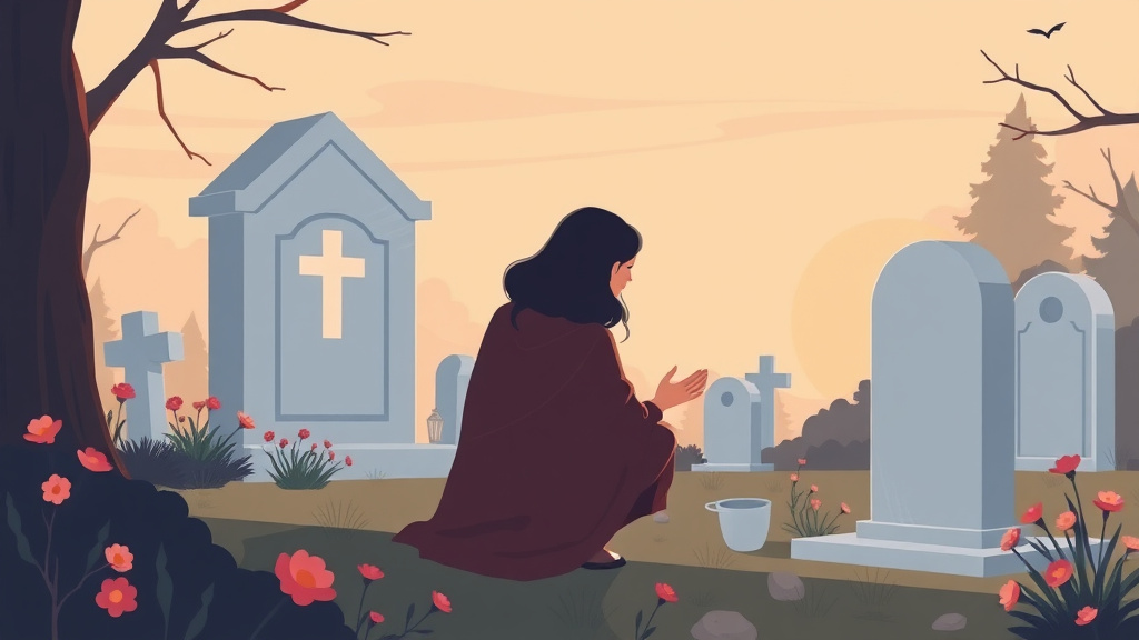 Illustration breaking down the fundamentals of visiting the Gravesite as Healing Ritual