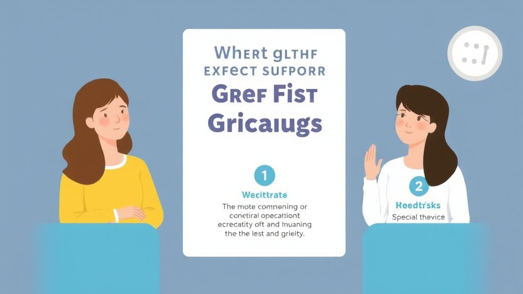 Practical checklist visual for what to Expect at Your First Grief Group
