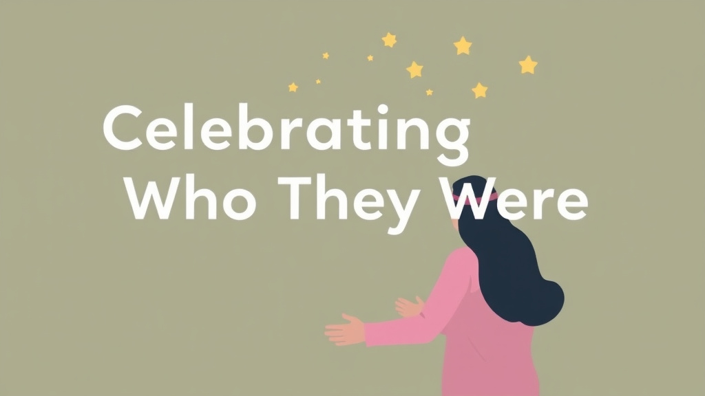 Visual overview of celebrating Who They Were with key concepts highlighted