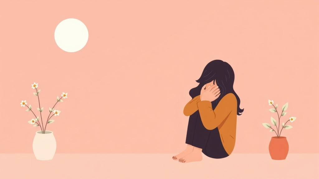 A professional illustration depicting grief and Suicidal Ideation