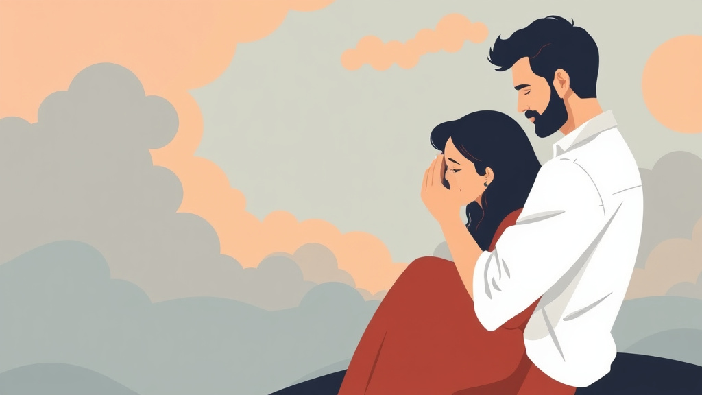 A professional illustration depicting grief and Surrender