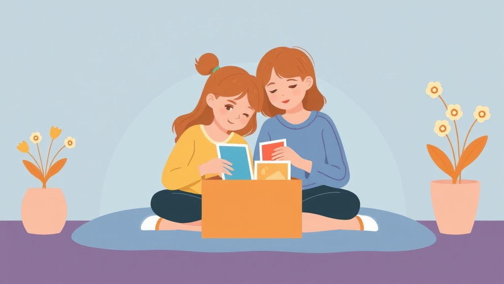 A professional illustration depicting creating Memory Boxes With Grieving Children