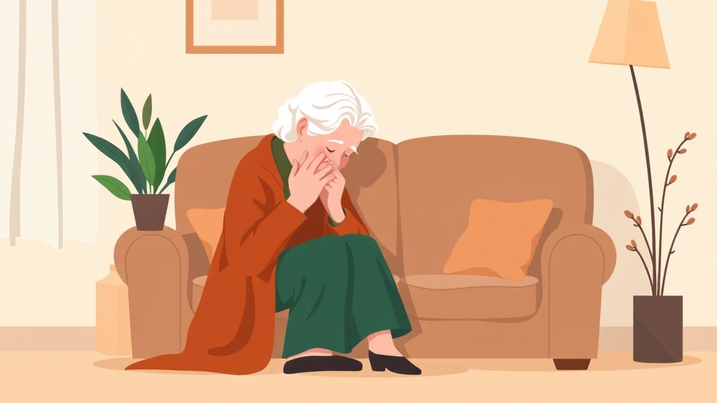 Educational graphic covering the essentials of elderly Grief and Loneliness