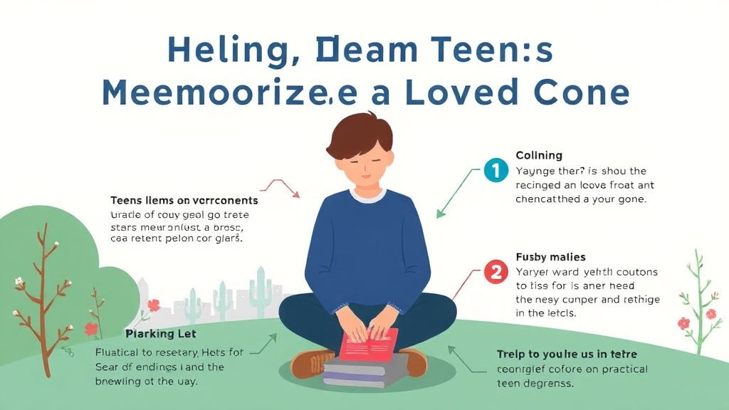 Action-oriented illustration showing how to apply helping Teens Memorialize a Loved One