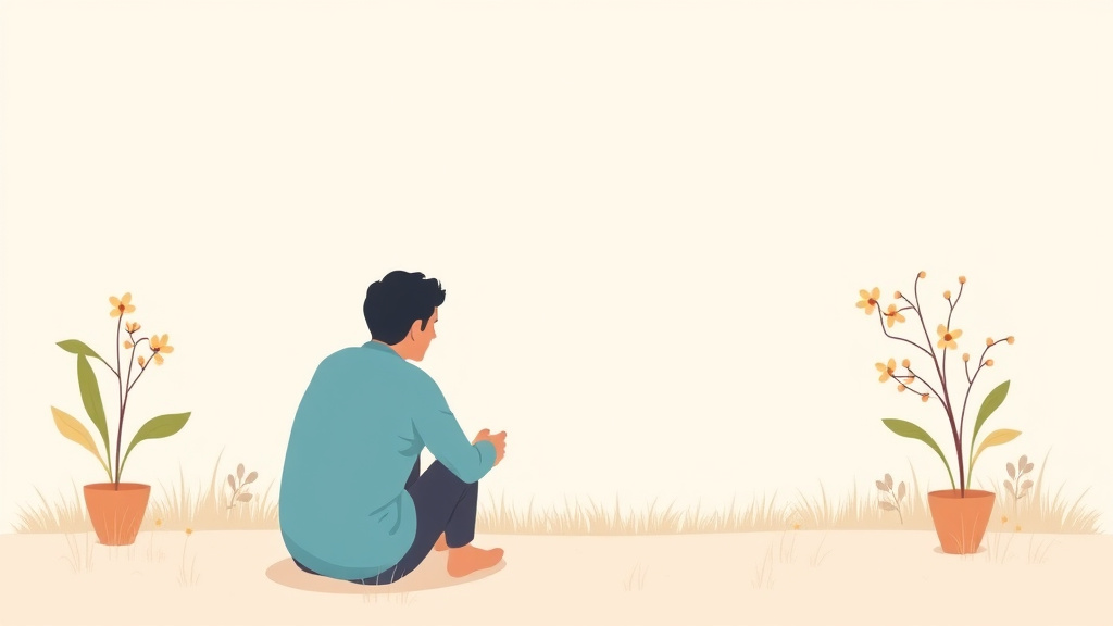 A professional illustration depicting midlife Grief and Existential Questions