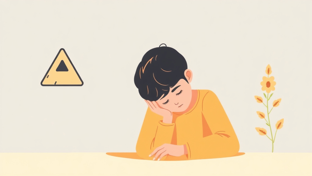 Clear illustration of teen Grief and Depression Warning Signs with supporting details
