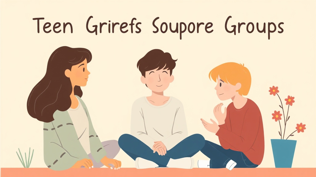 Educational graphic covering the essentials of teen Grief Support Groups