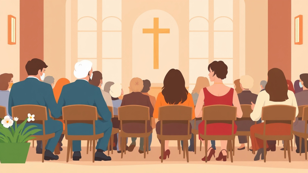 Visual overview of attending Religious Services While Grieving with key concepts highlighted