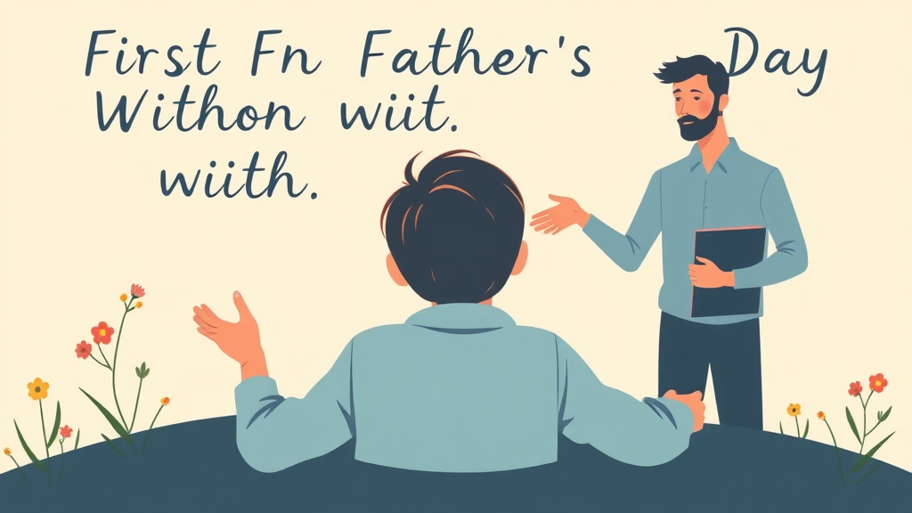 A professional illustration depicting first Fathers Day Without Dad