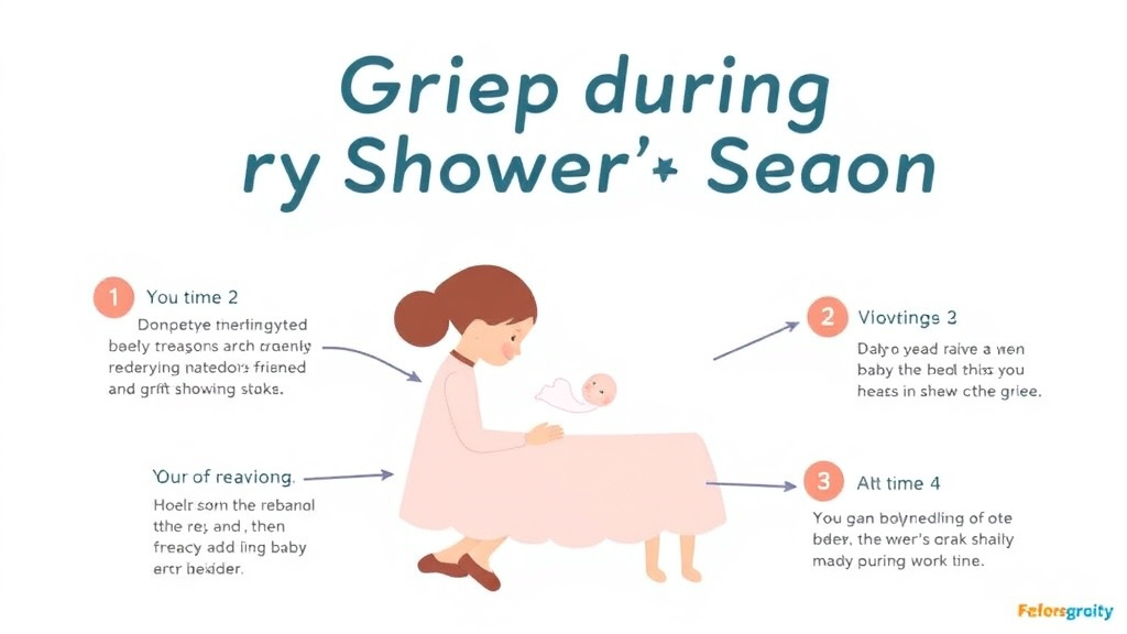 Action-oriented illustration showing how to apply grief During Baby Shower Season
