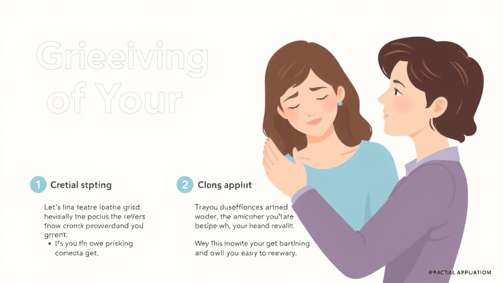 Process flow illustration for putting grieving the Loss of Your Husband into action