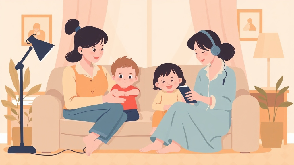 A professional illustration depicting audio Recordings of Family Memories