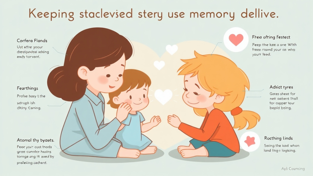 Action-oriented illustration showing how to apply keeping a Loved Ones Memory Alive for Kids