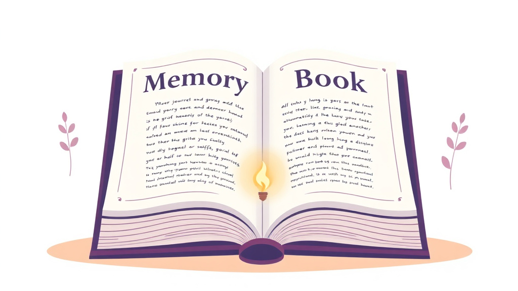 Educational graphic covering the essentials of memory Book as Grief Therapy