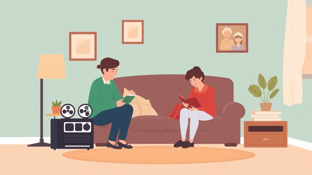 A professional illustration depicting transferring Old Home Movies