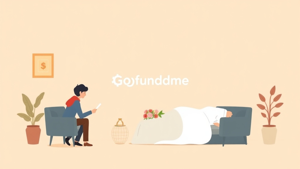 Illustration breaking down the fundamentals of setting up a Gofundme for Funeral Costs