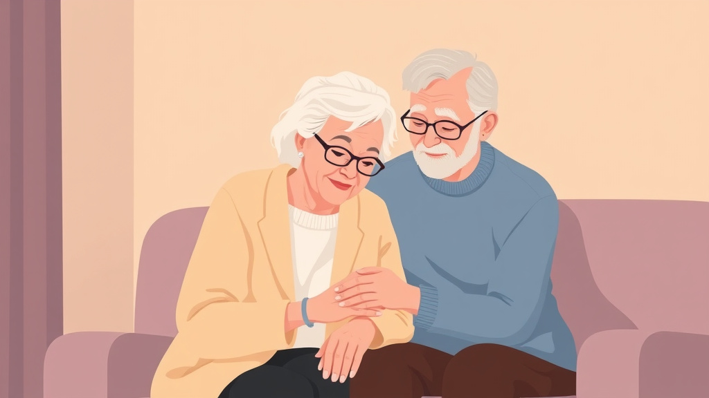 Detailed visual representation of supporting a Grieving Elderly Parent