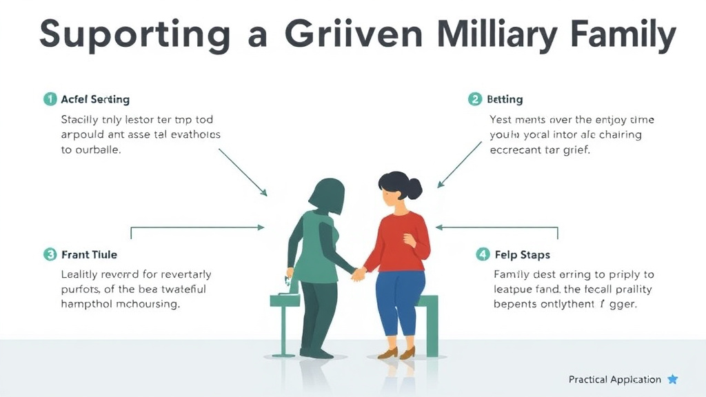 Action-oriented illustration showing how to apply supporting a Grieving Military Family