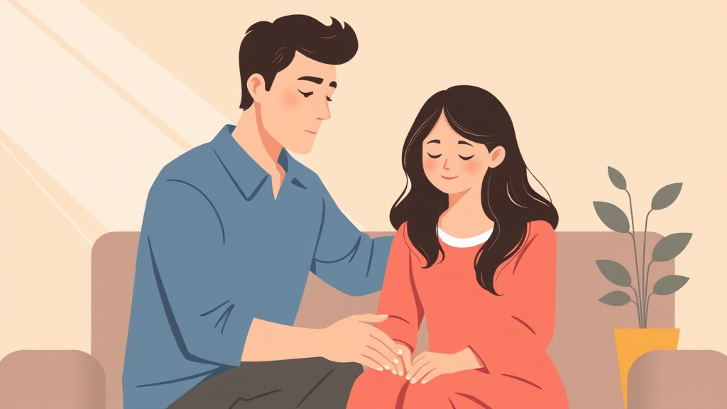A professional illustration depicting supporting a Grieving Spouse