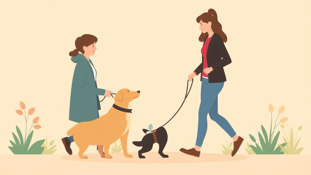 An informative visual explaining walking Their Dog or Pet Sitting for beginners and professionals