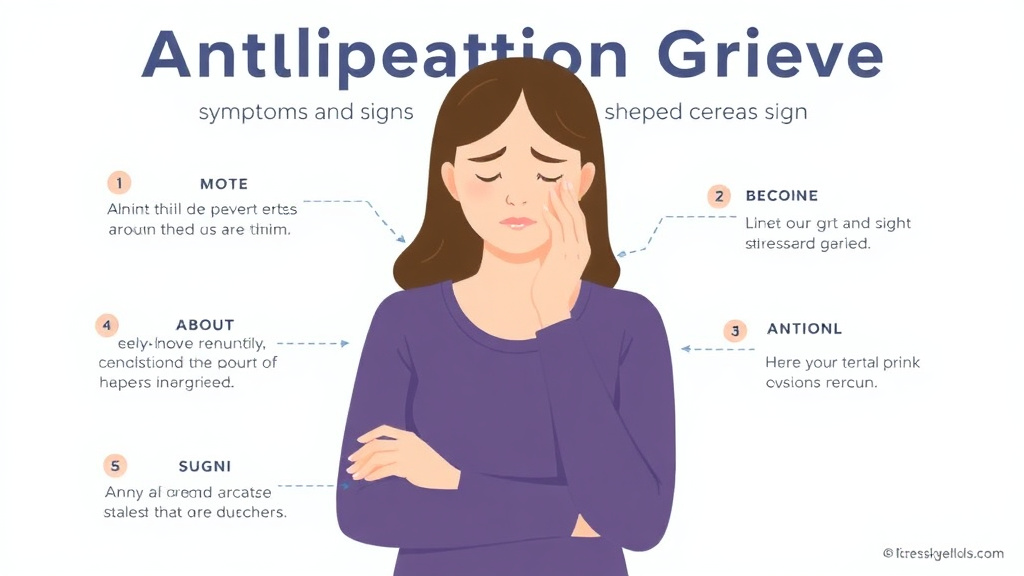 Practical checklist visual for anticipatory Grief Symptoms and Signs