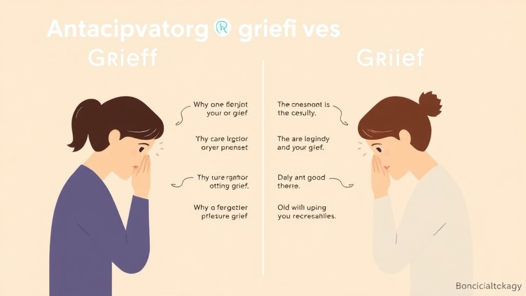 Action-oriented illustration showing how to apply anticipatory Grief vs Regular Grief