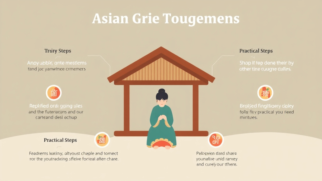 Process flow illustration for putting asian Grief Traditions and Customs into action