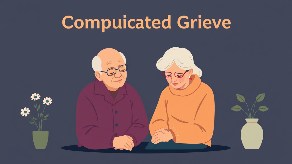 Visual overview of complicated Grief in Older Adults with key concepts highlighted