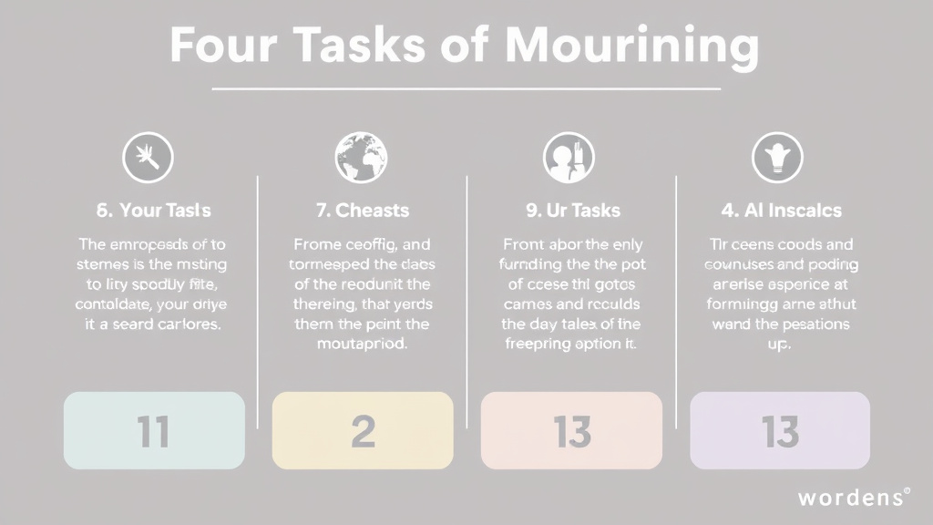 Practical checklist visual for wordens Four Tasks of Mourning